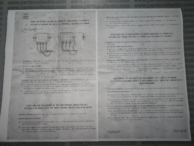 Fiat 842603 Electrical system code 73 compatible with: FIAT 8V, FIAT FIAT - additional view