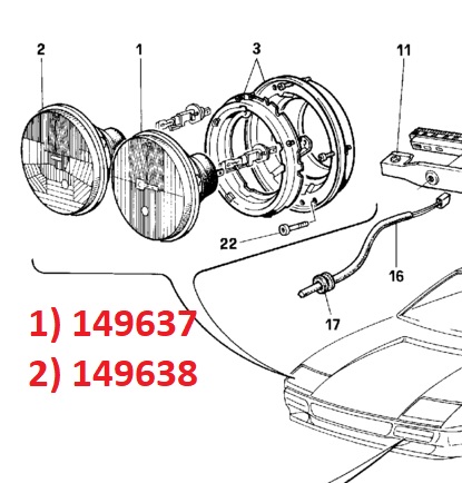 HELLA 149637 Lighting system code 13058 compatible with: FERRARI 512TR