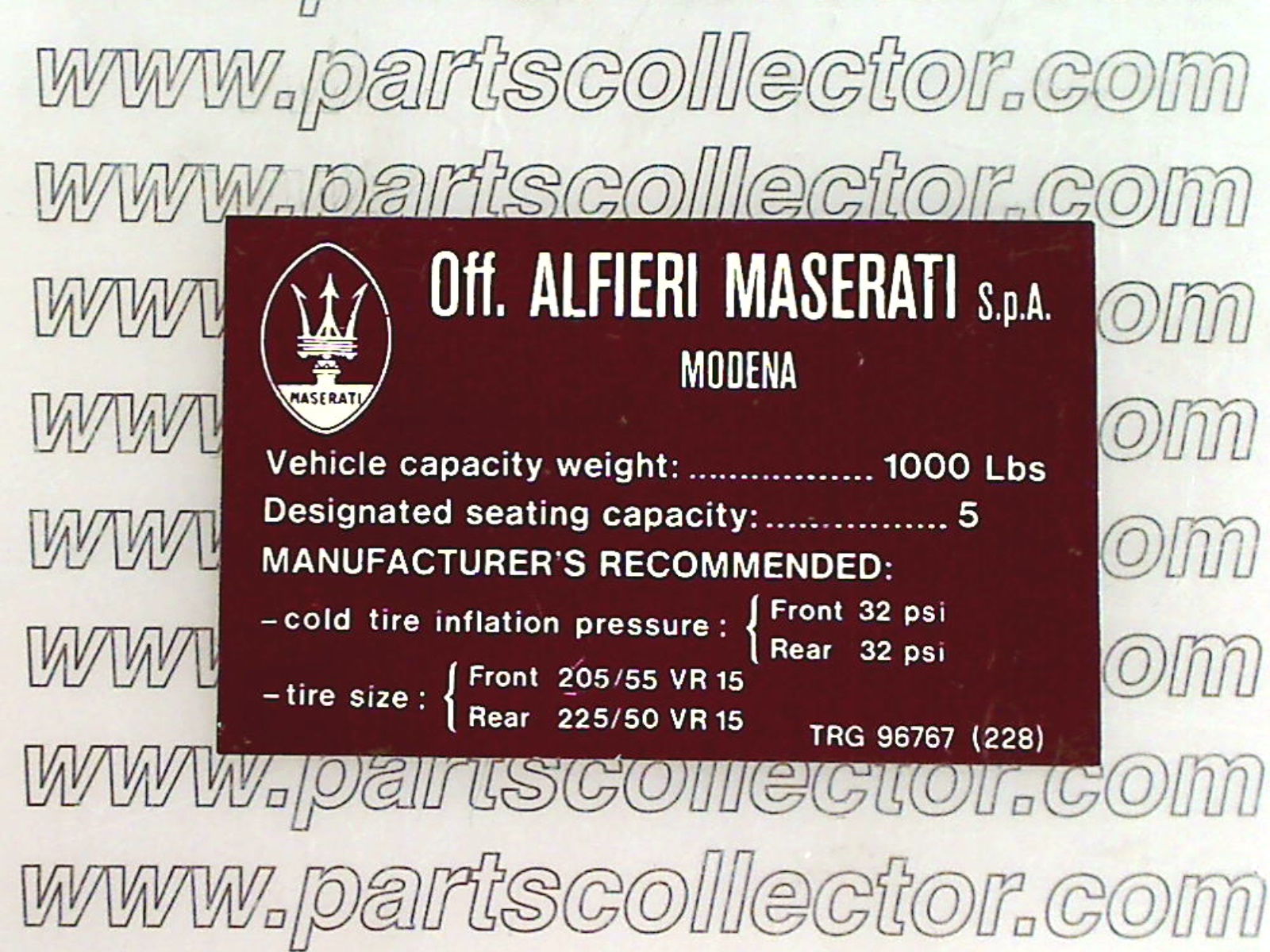 MASERATI  Car body code 11718 compatible with: MASERATI MASERATI