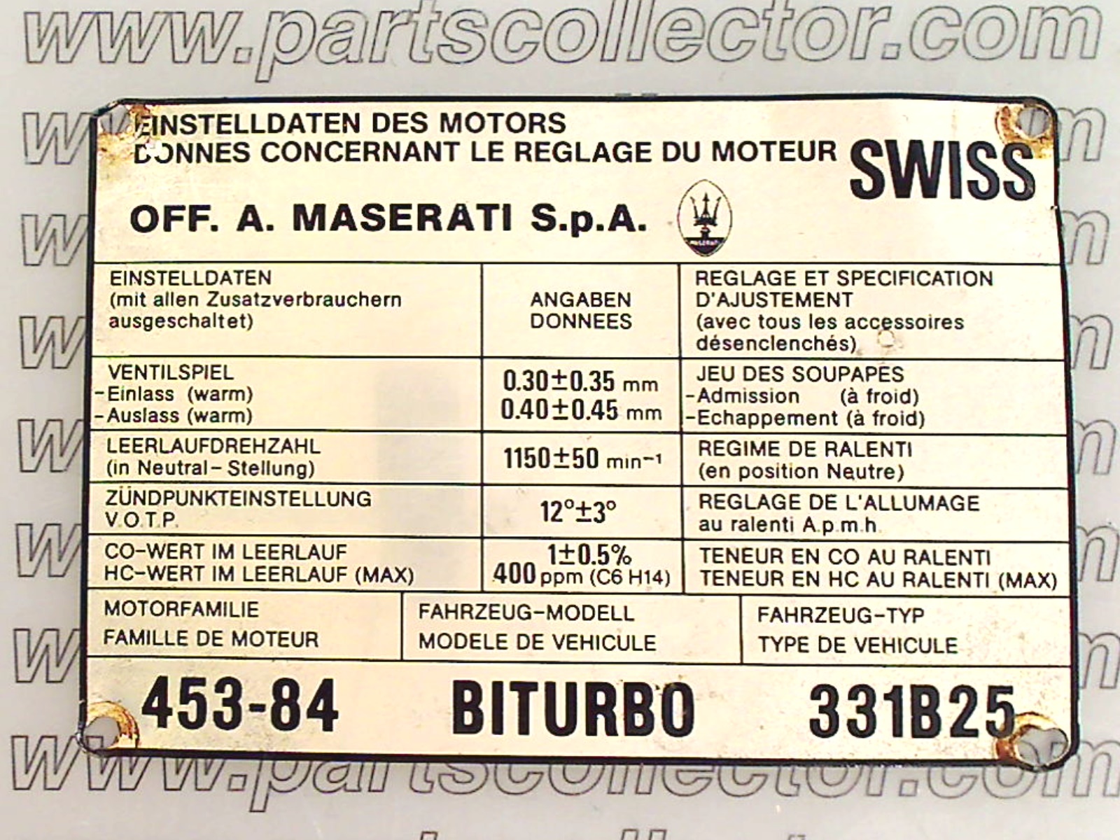 MASERATI  Car body code 11719 compatible with: MASERATI BITURBO