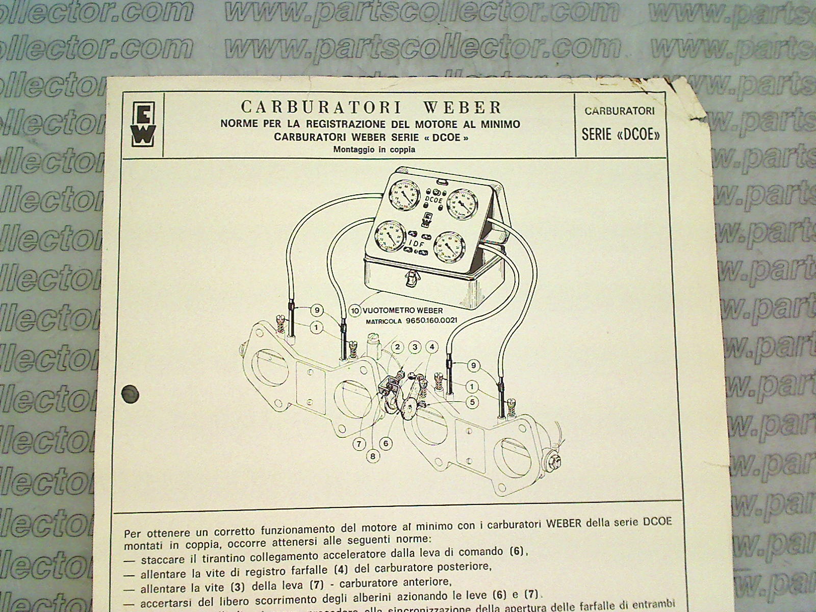 WEBER 9650.160.0021 Fuel system - Exhaust code 13865 compatible with: WEBER WEBER - additional view
