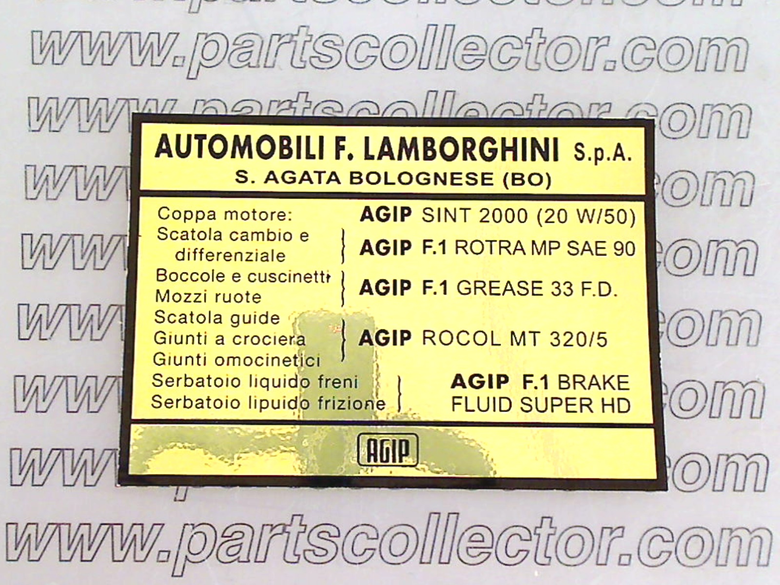 LAMBORGHINI LUBRICATION STICKER