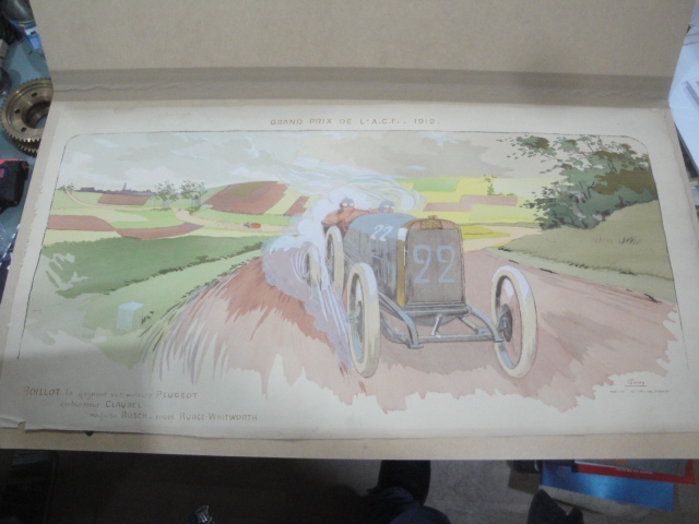 Boillot Le gagnant sur voiture Peugeot.
WATERCOLOR PAINTING
DIM. 85 x 42 cm
