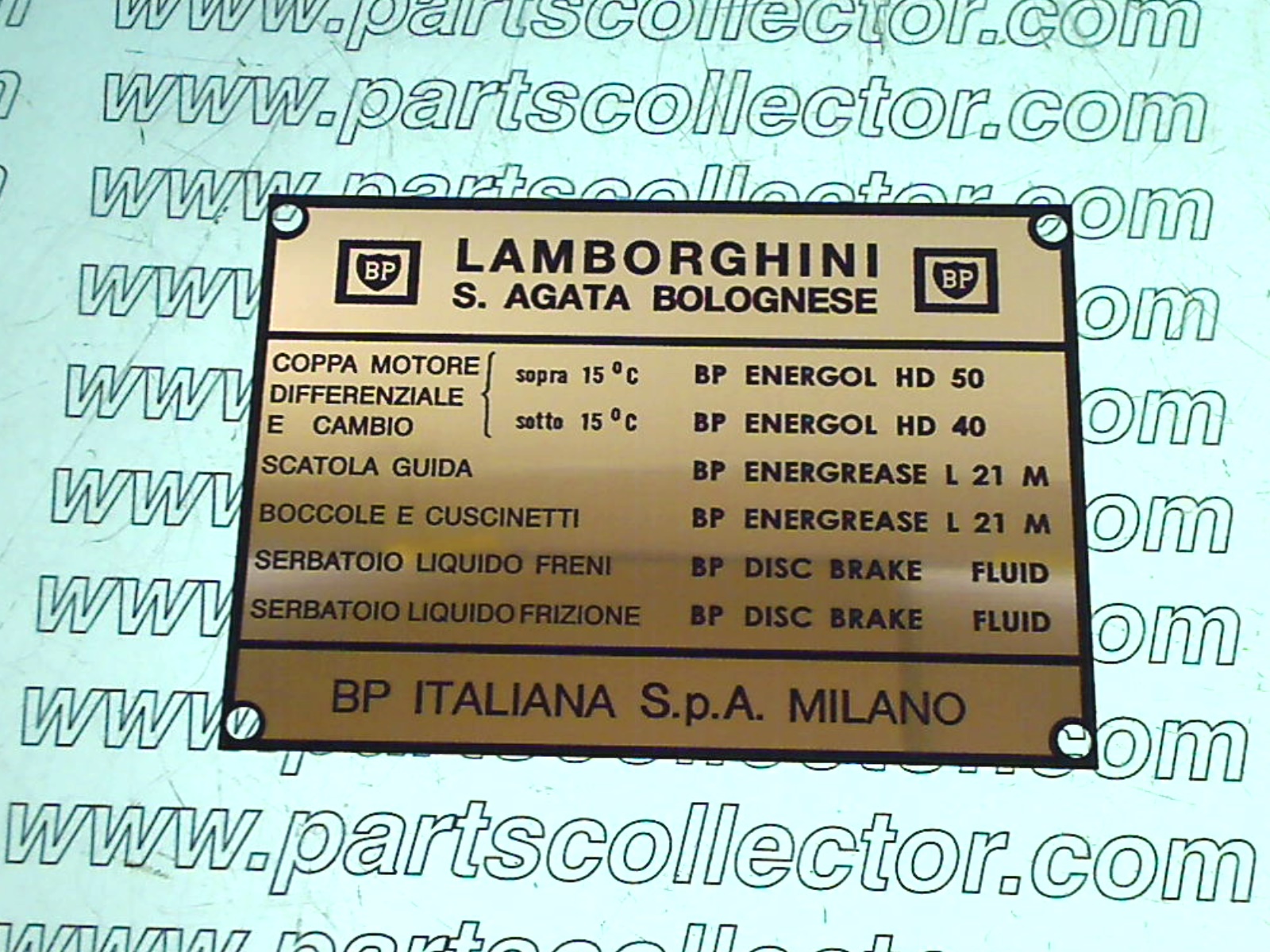 PLACCA LUBRIFICANTI BP LAMBORGHINI